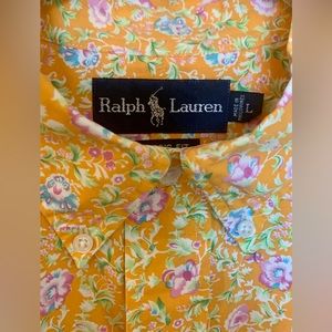 Ralph Lauren women’s button front blouse shirt Large L delicate gold floral